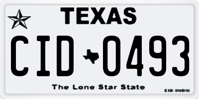 TX license plate CID0493