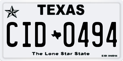 TX license plate CID0494