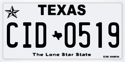TX license plate CID0519
