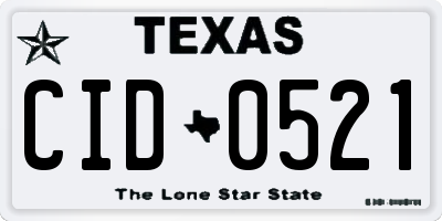 TX license plate CID0521