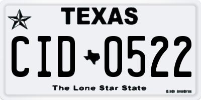 TX license plate CID0522