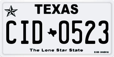 TX license plate CID0523