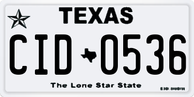TX license plate CID0536