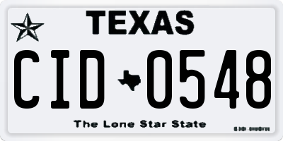 TX license plate CID0548