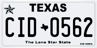 TX license plate CID0562