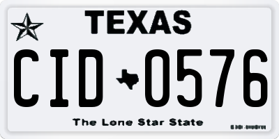TX license plate CID0576