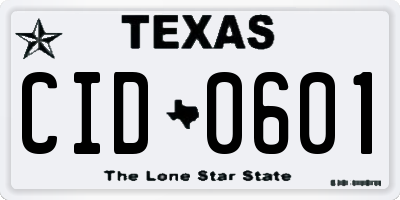 TX license plate CID0601