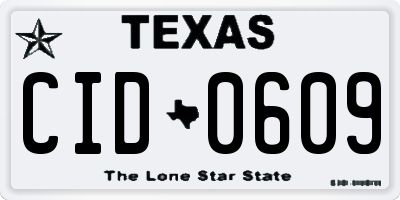 TX license plate CID0609