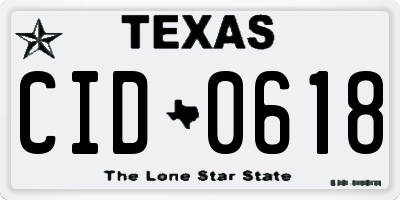 TX license plate CID0618