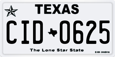 TX license plate CID0625