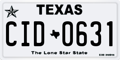 TX license plate CID0631