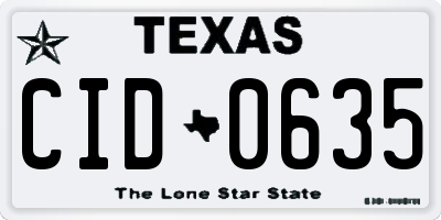 TX license plate CID0635