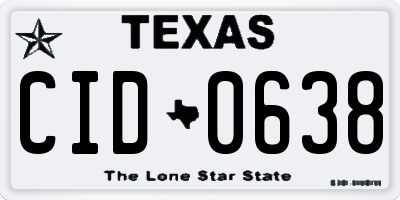 TX license plate CID0638