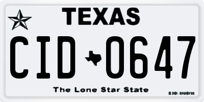 TX license plate CID0647