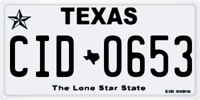 TX license plate CID0653