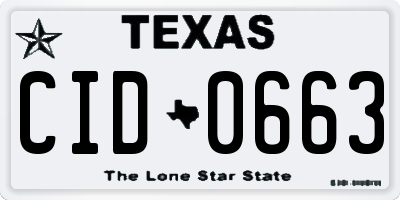 TX license plate CID0663