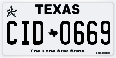 TX license plate CID0669