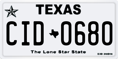 TX license plate CID0680