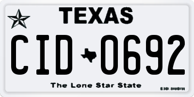 TX license plate CID0692