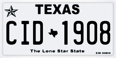 TX license plate CID1908