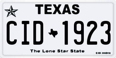 TX license plate CID1923