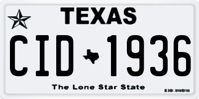 TX license plate CID1936