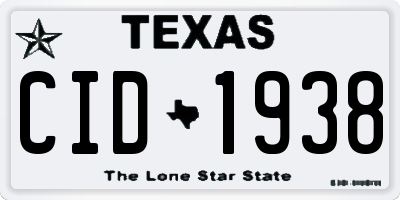 TX license plate CID1938