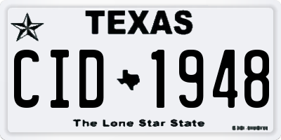 TX license plate CID1948
