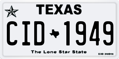 TX license plate CID1949