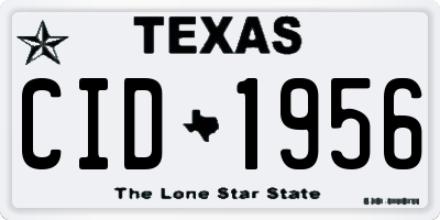 TX license plate CID1956