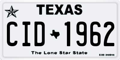 TX license plate CID1962