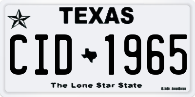 TX license plate CID1965