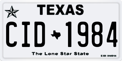 TX license plate CID1984