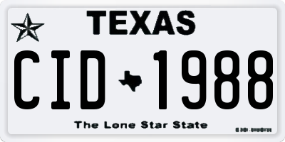 TX license plate CID1988