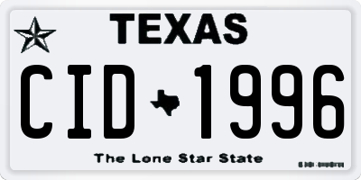 TX license plate CID1996
