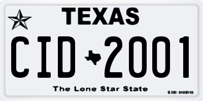 TX license plate CID2001
