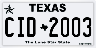 TX license plate CID2003