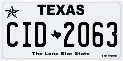 TX license plate CID2063