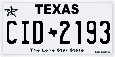 TX license plate CID2193