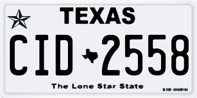 TX license plate CID2558