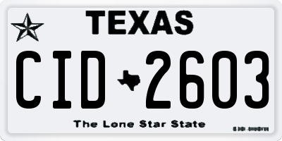 TX license plate CID2603
