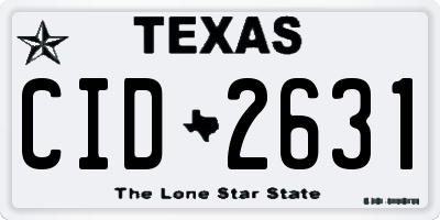 TX license plate CID2631