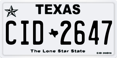 TX license plate CID2647