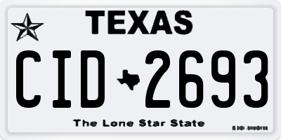 TX license plate CID2693
