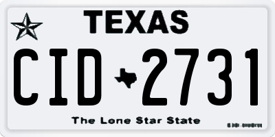 TX license plate CID2731