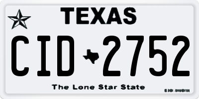 TX license plate CID2752