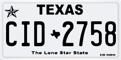 TX license plate CID2758