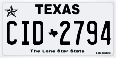 TX license plate CID2794
