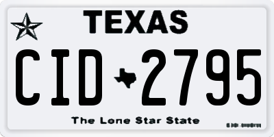 TX license plate CID2795