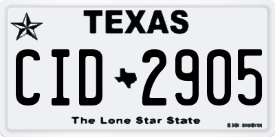 TX license plate CID2905